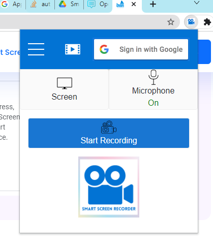 Sign in to Smart Screen Recorder from the toolbar